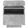 2 db betonszürke éjjeliszekrény LED-fényekkel 40x39x48,5 cm