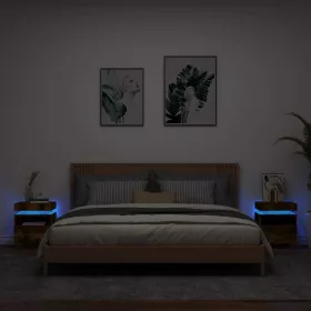   2 db sonoma tölgy éjjeliszekrény LED-fényekkel 40x39x48,5 cm