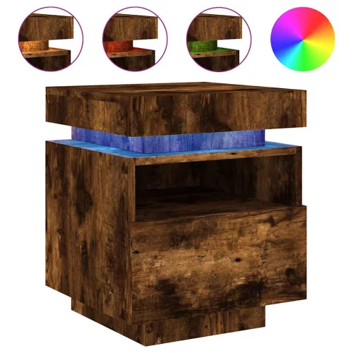 2 db sonoma tölgy éjjeliszekrény LED-fényekkel 40x39x48,5 cm