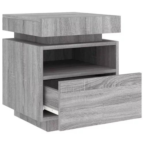 Szürke sonoma éjjeliszekrény LED-világítással 40 x 39 x 48,5 cm
