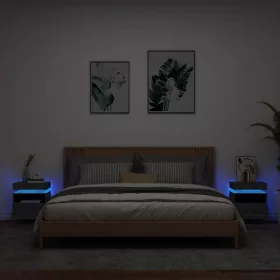   2 db szürke sonoma éjjeliszekrény LED-fényekkel 40x39x48,5 cm