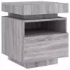 2 db szürke sonoma éjjeliszekrény LED-fényekkel 40x39x48,5 cm