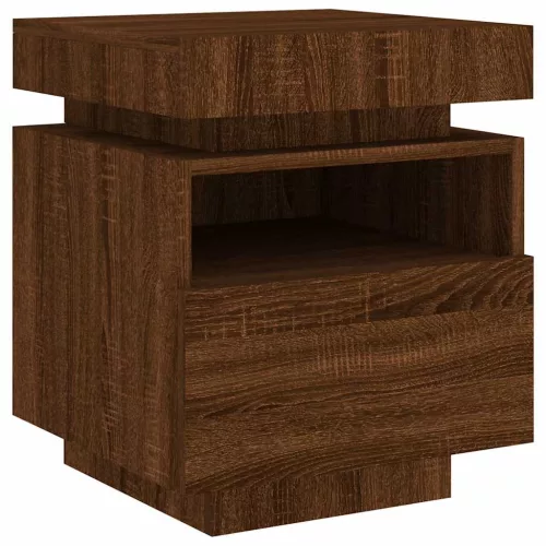 2 db barna tölgy éjjeliszekrény LED-fényekkel 40x39x48,5 cm