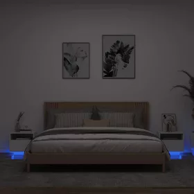   2 db fehér éjjeliszekrény LED-világítással 40 x 39 x 37 cm