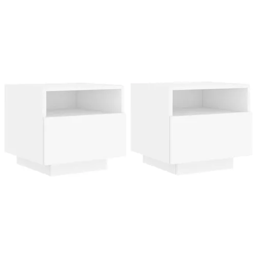 2 db fehér éjjeliszekrény LED-világítással 40 x 39 x 37 cm