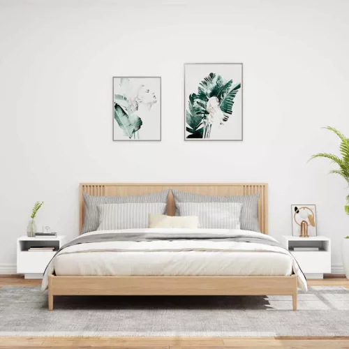 2 db fehér éjjeliszekrény LED-világítással 40 x 39 x 37 cm