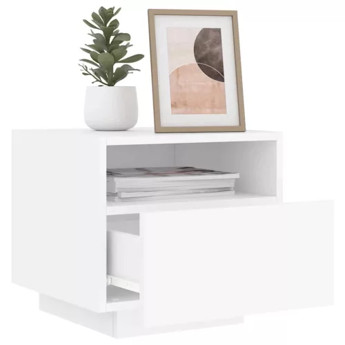 2 db fehér éjjeliszekrény LED-világítással 40 x 39 x 37 cm