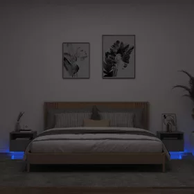   2 db fekete éjjeliszekrény LED-világítással 40 x 39 x 37 cm