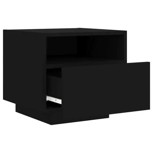 2 db fekete éjjeliszekrény LED-világítással 40 x 39 x 37 cm