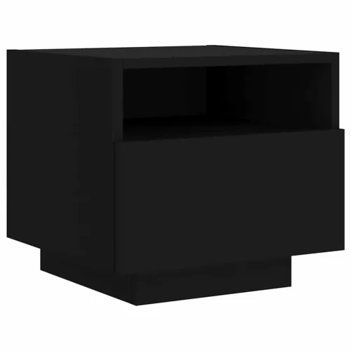 2 db fekete éjjeliszekrény LED-világítással 40 x 39 x 37 cm