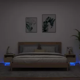   2 db sonoma tölgy színű éjjeliszekrény LED-ekkel 40x39x37 cm