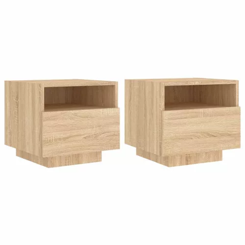 2 db sonoma tölgy színű éjjeliszekrény LED-ekkel 40x39x37 cm