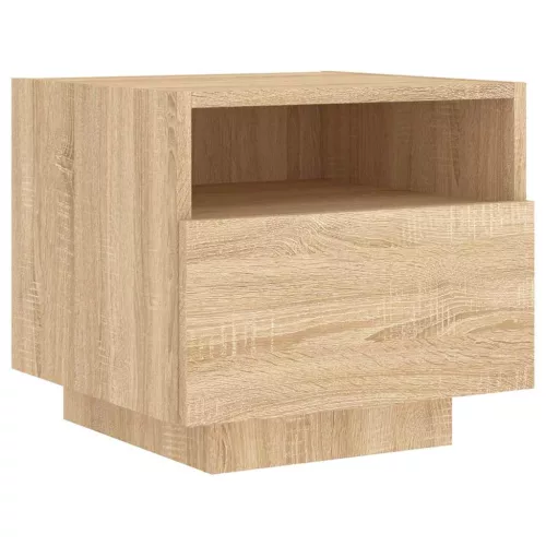 2 db sonoma tölgy színű éjjeliszekrény LED-ekkel 40x39x37 cm