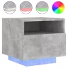 2 db betonszürke éjjeliszekrény LED-világítással 40x39x37 cm