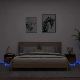   2 db sonoma tölgy színű éjjeliszekrény LED-ekkel 40x39x37 cm