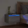 Fali szürke sonoma tölgy éjjeliszekrény LED fényekkel
