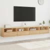 2 db sonoma tölgyszín szerelt fa fali TV-szekrény 100x30x30 cm
