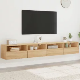   2 db sonoma tölgyszín szerelt fa fali TV-szekrény 100x30x30 cm