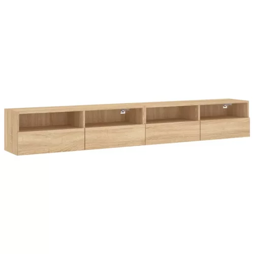 2 db sonoma tölgyszín szerelt fa fali TV-szekrény 100x30x30 cm