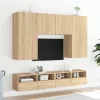 2 db sonoma tölgyszín szerelt fa fali TV-szekrény 100x30x30 cm
