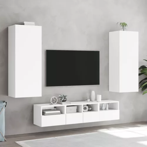 Fehér szerelt fa fali TV-szekrény 40,5 x 30 x 102 cm