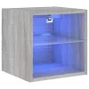 Szürke sonoma színű fali TV-szekrény LED-ekkel 30x28,5x30 cm