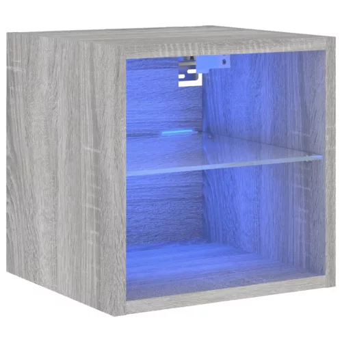 Szürke sonoma színű fali TV-szekrény LED-ekkel 30x28,5x30 cm