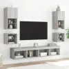 Szürke sonoma színű fali TV-szekrény LED-ekkel 30x28,5x30 cm