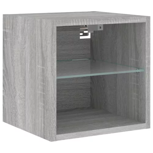 Szürke sonoma színű fali TV-szekrény LED-ekkel 30x28,5x30 cm