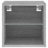 Szürke sonoma színű fali TV-szekrény LED-ekkel 30x28,5x30 cm