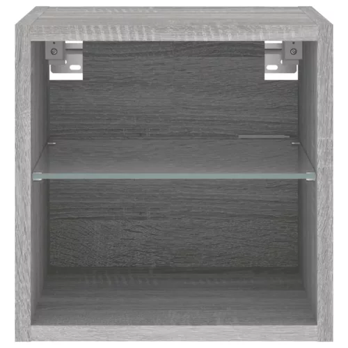 Szürke sonoma színű fali TV-szekrény LED-ekkel 30x28,5x30 cm