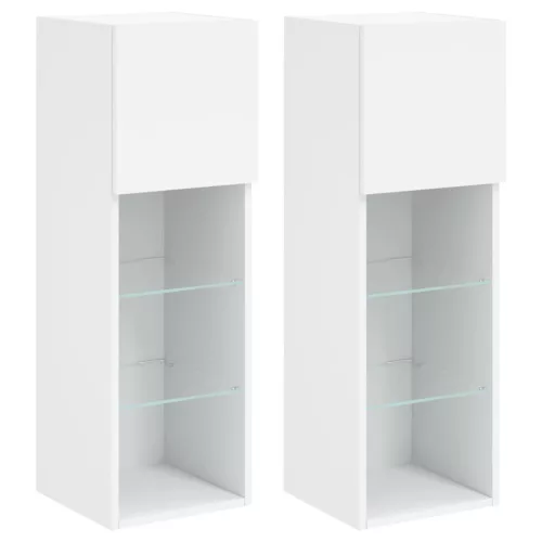 2 db fehér TV-szekrény LED-világítással 30,5 x 30 x 90 cm