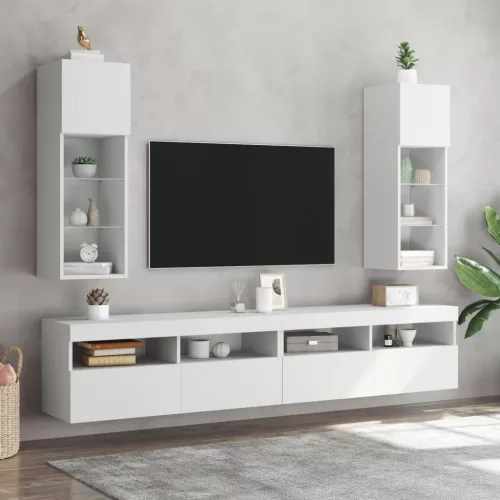 2 db fehér TV-szekrény LED-világítással 30,5 x 30 x 90 cm