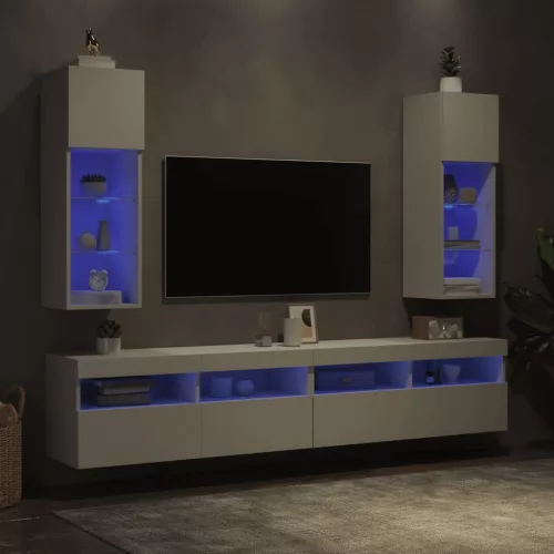 2 db fehér TV-szekrény LED-világítással 30,5 x 30 x 90 cm