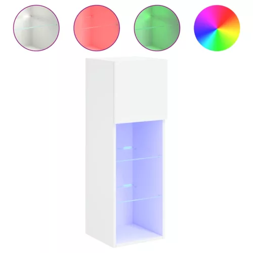 2 db fehér TV-szekrény LED-világítással 30,5 x 30 x 90 cm