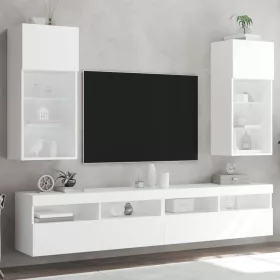   2 db fehér TV-szekrény LED-világítással 40,5 x 30 x 90 cm