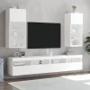 2 db fehér TV-szekrény LED-világítással 40,5 x 30 x 90 cm