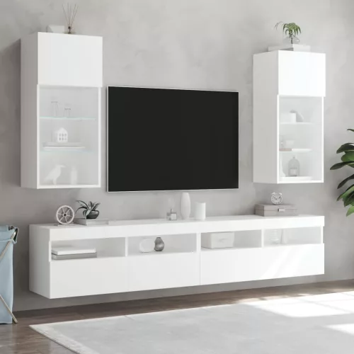 2 db fehér TV-szekrény LED-világítással 40,5 x 30 x 90 cm