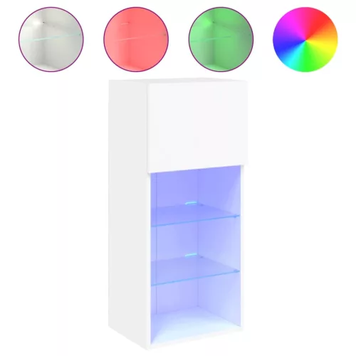 2 db fehér TV-szekrény LED-világítással 40,5 x 30 x 90 cm