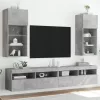 2 db betonszürke TV-szekrény LED-világítással 40,5 x 30 x 90 cm