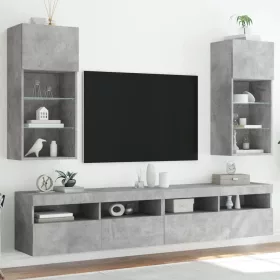   2 db betonszürke TV-szekrény LED-világítással 40,5 x 30 x 90 cm