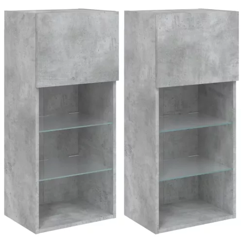 2 db betonszürke TV-szekrény LED-világítással 40,5 x 30 x 90 cm