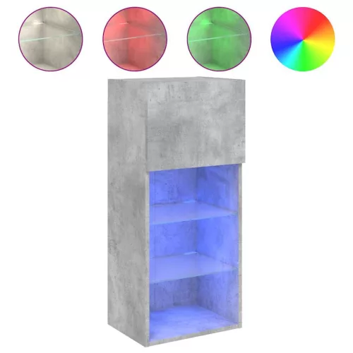2 db betonszürke TV-szekrény LED-világítással 40,5 x 30 x 90 cm