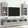2 db szürke sonoma színű TV-szekrény LED-ekkel 40,5x30x90 cm