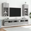 2 db szürke sonoma színű TV-szekrény LED-ekkel 40,5x30x90 cm