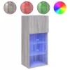 2 db szürke sonoma színű TV-szekrény LED-ekkel 40,5x30x90 cm