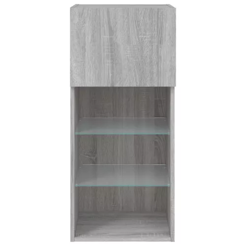 2 db szürke sonoma színű TV-szekrény LED-ekkel 40,5x30x90 cm