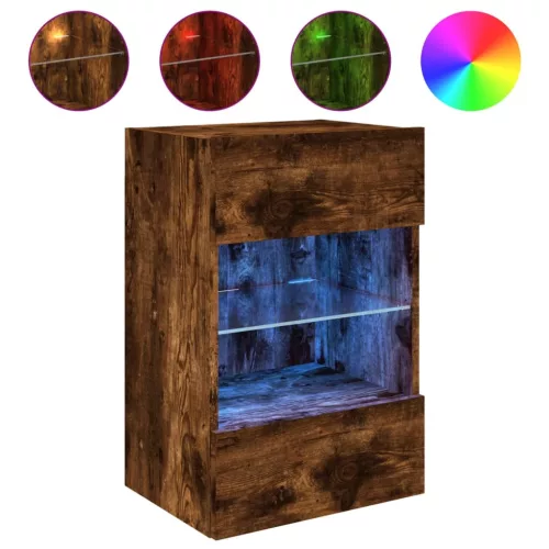 Füstös tölgy színű fali TV-szekrény LED-ekkel 40x30x60,5 cm