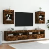 Füstös tölgy színű fali TV-szekrény LED-ekkel 40x30x60,5 cm