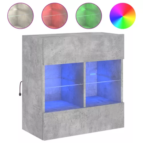 Betonszürke falra szerelhető TV-szekrény LED-del 58,5x30x60,5cm